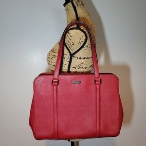 Kate Spade Chili Red Newbury Lane Miles Leather Tote